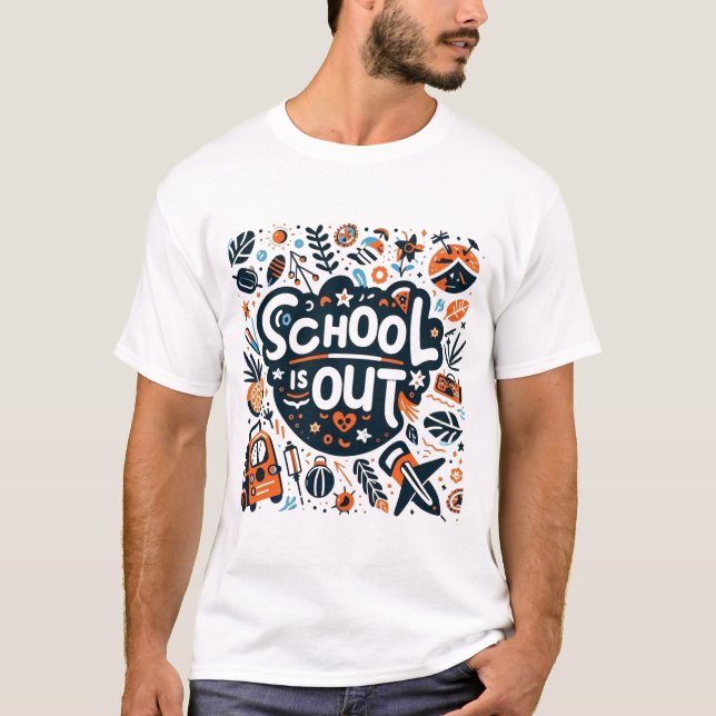 School Is Out Summer Vacation Playtime T Shirt (Framsida)