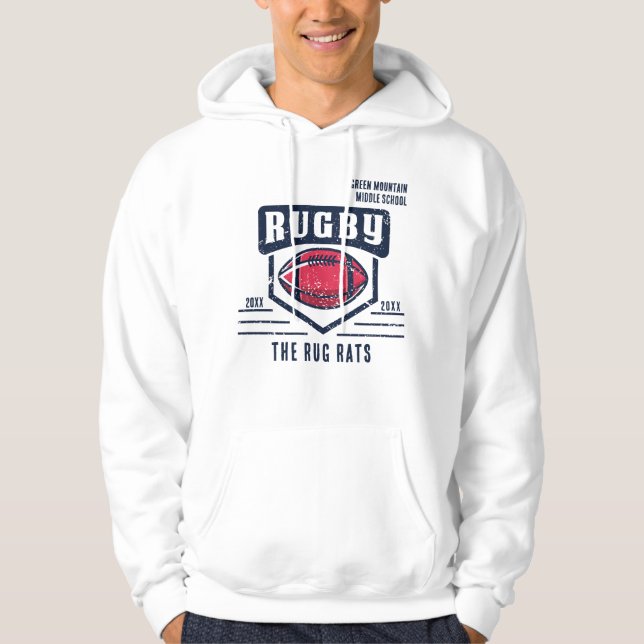 School Klubb Team League Namn Year Rugby Hoodie (Framsida)