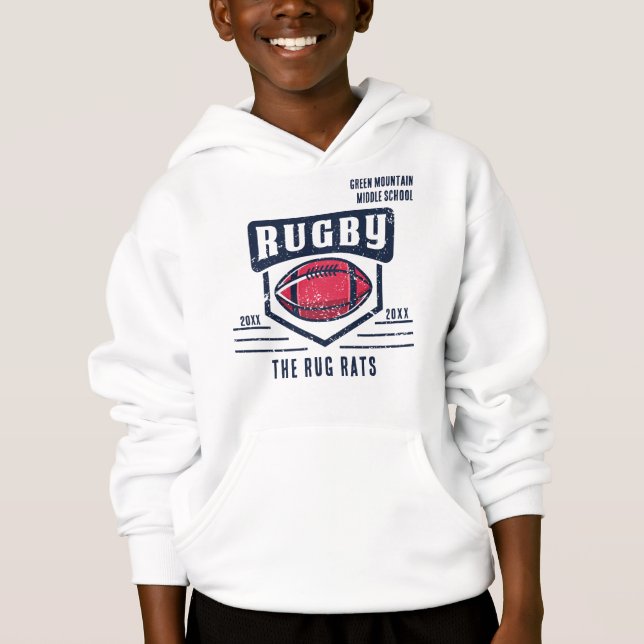 School Klubb Team League Namn Year Rugby T Shirt (Framsida)