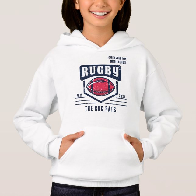School Klubb Team League Namn Year Rugby T Shirt (Framsida)