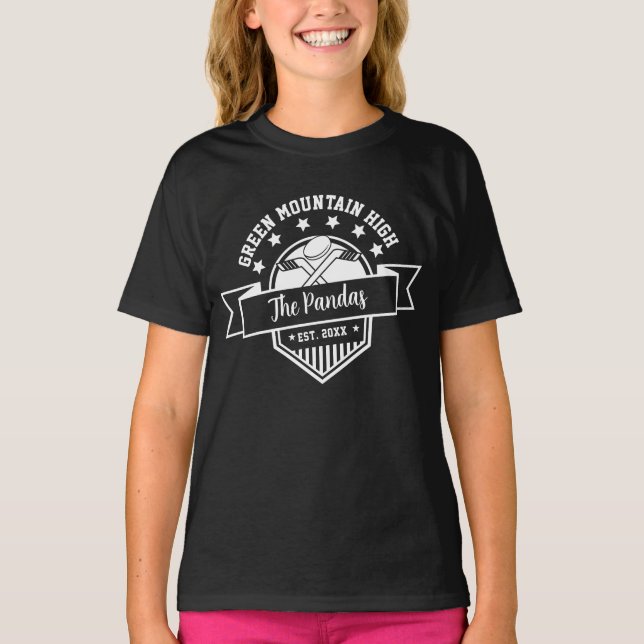 School Klubb Team Namn Number Hockey T Shirt (Framsida)
