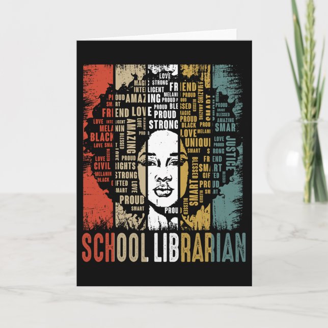 School Librarian Afro African American Black Histo Kort (Framsida)