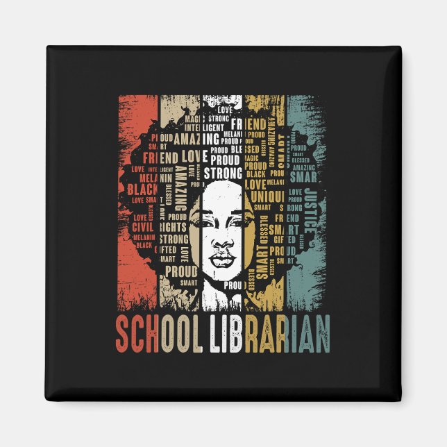 School Librarian Afro African American Black Histo Magnet (Framsidan)
