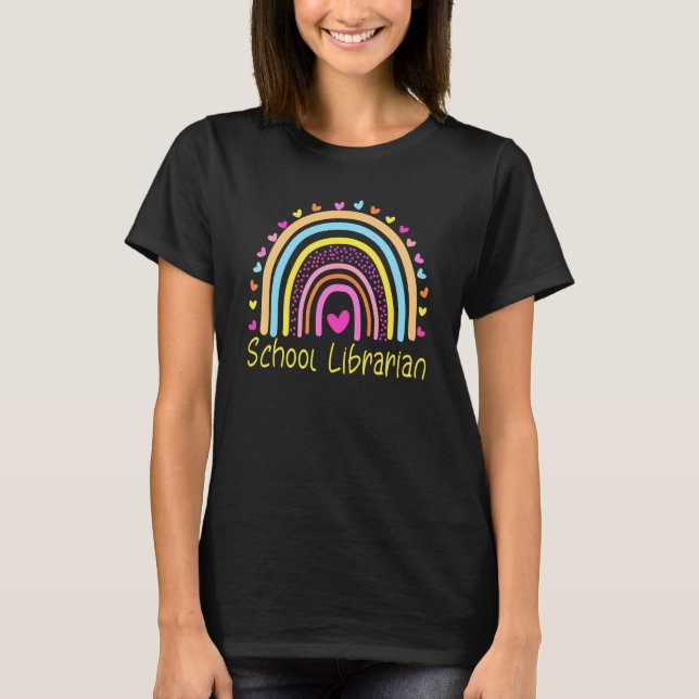 School Librarian Rainbow T Shirt (Framsida)