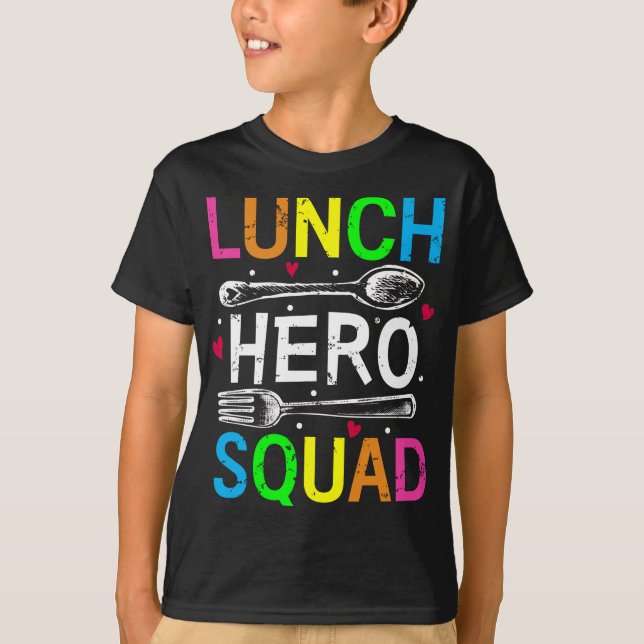 School Lunch Hero Squad Cafeteria Workers Boy T Shirt (Framsida)