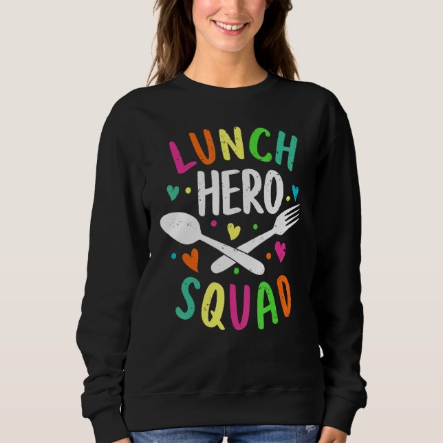 School Lunch Hero Squad Cafeteria Workers T Shirt (Framsida)