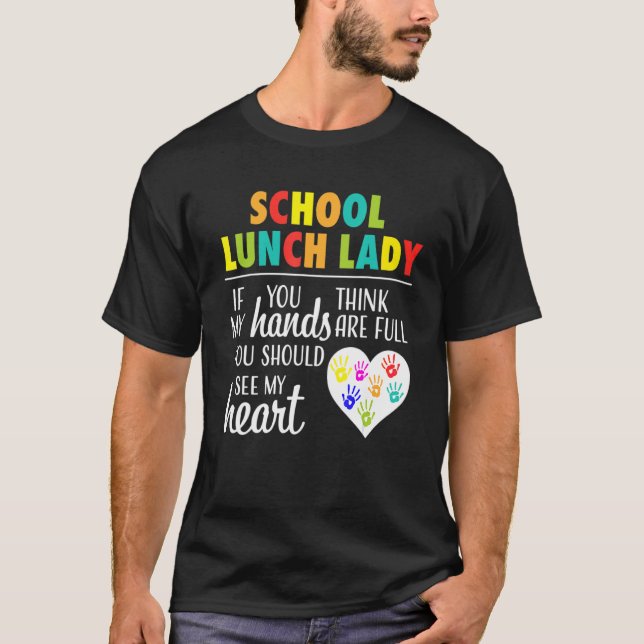 School Lunch Lady Cute Heart Appreciation Gift T Shirt (Framsida)