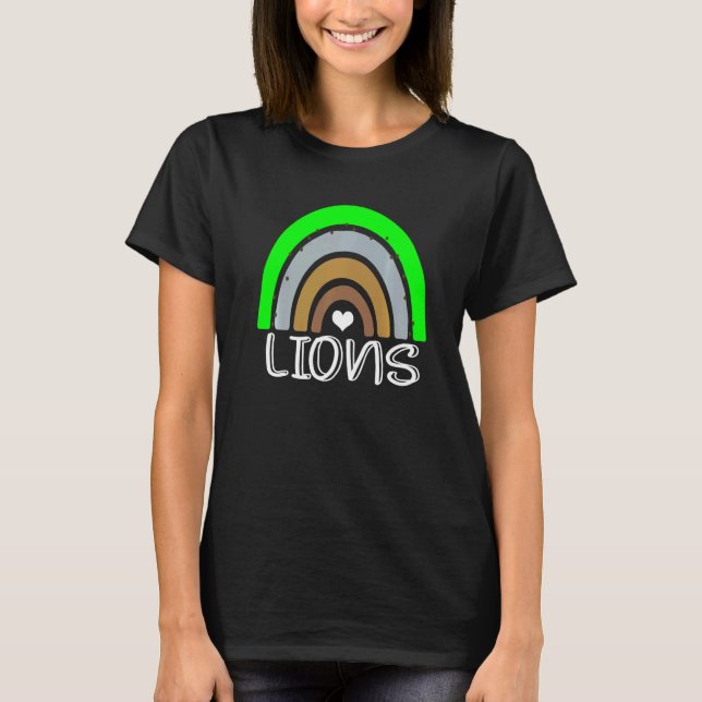 School Mascot Boho Rainbow Lejon T Shirt (Framsida)