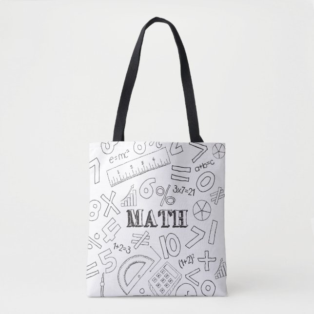 School Math Teacher Doodle Math Art Coloring Schoo Tygkasse (Framsida)