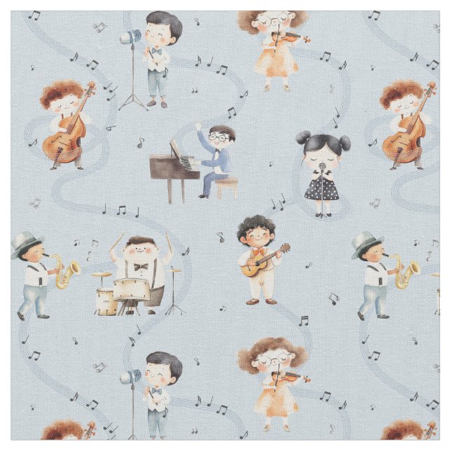  School Music Band Note Sign Blue Tyg (Närbild)