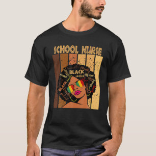 School Nurse Afro African American Women Black T Shirt