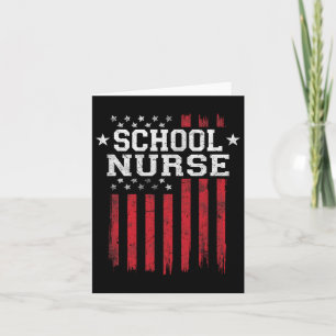 School Nurse American Flagga Usa Patriot Patriotic Kort
