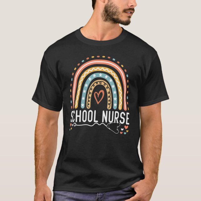 School Nurse Boho Rainbow Leopard Nurse Vecka 2022 T Shirt (Framsida)