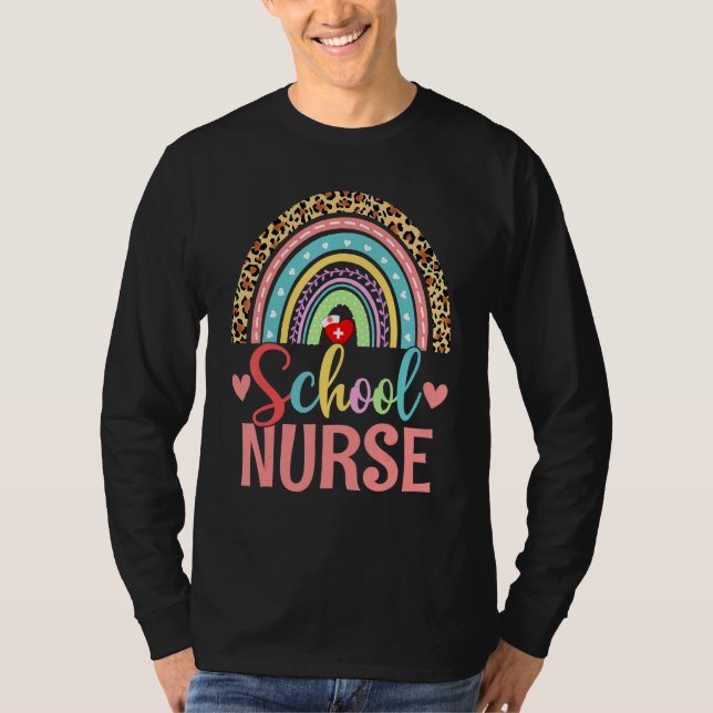 School Nurse Boho Rainbow Leopard Nurse Week 2022  T Shirt (Framsida)