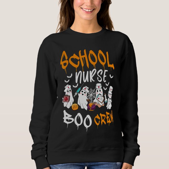 School Nurse Boo Crew Halloween School Nurse Costu T Shirt (Framsida)