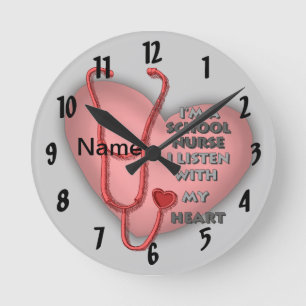 School Nurse Clock Rund Klocka