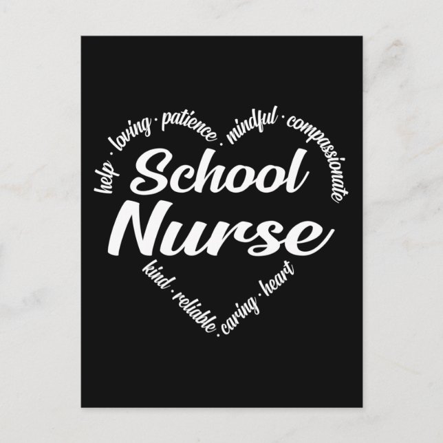 School Nurse Heart Ord Cloud Helg Vykort (Framsida)