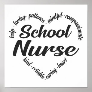School Nurse Heart Ord Cloud Poster