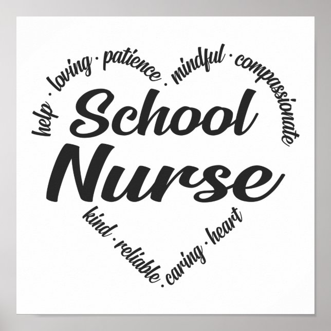 School Nurse Heart Ord Cloud Poster (Framsidan)