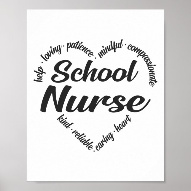 School Nurse Heart Ord Cloud Poster (Framsidan)
