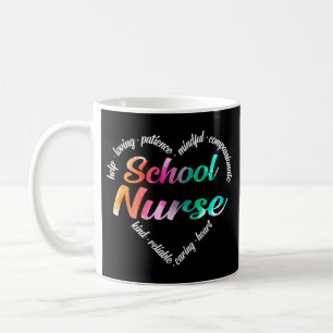 School Nurse Heart Ord Cloud Watercolor Rainbow Kaffemugg