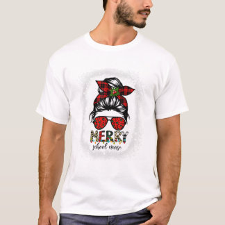 School Nurse Messy Bun Merry T Shirt