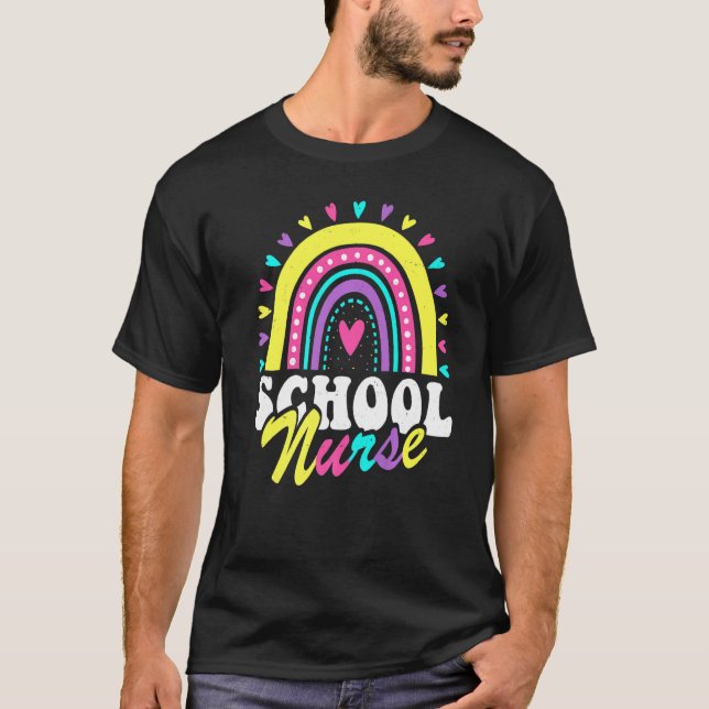 School Nurse Rainbow Back To School Women Cute Nur T Shirt (Framsida)