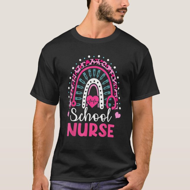 School Nurse Rainbow Happy 100th Day Nursing 100 D T Shirt (Framsida)