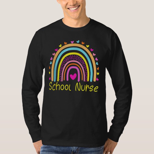 School Nurse Rainbow Kärlek Heart T Shirt (Framsida)