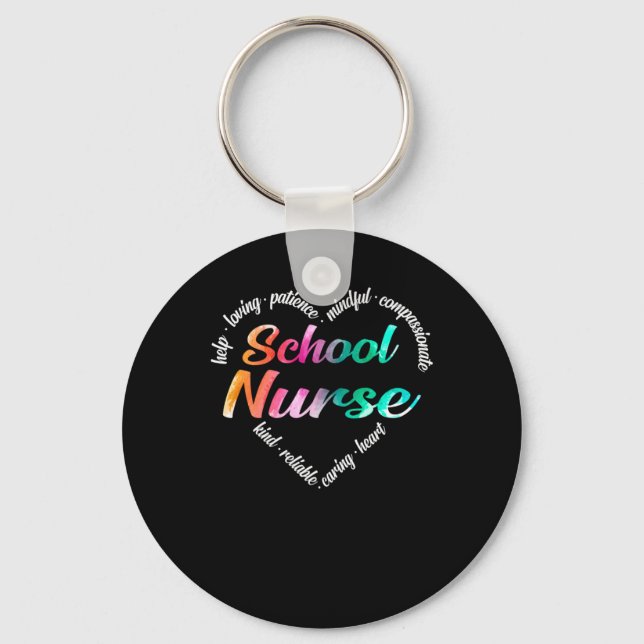 School Nurse School Nurse Heart Ord Cloud Waterco Nyckelring (Framsida)