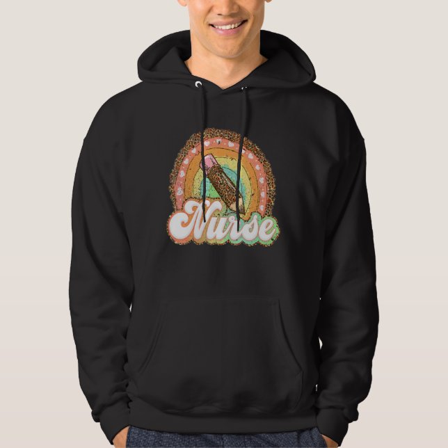 School Nurse Squad Crew Team Leopard Rainbow Hoodie (Framsida)