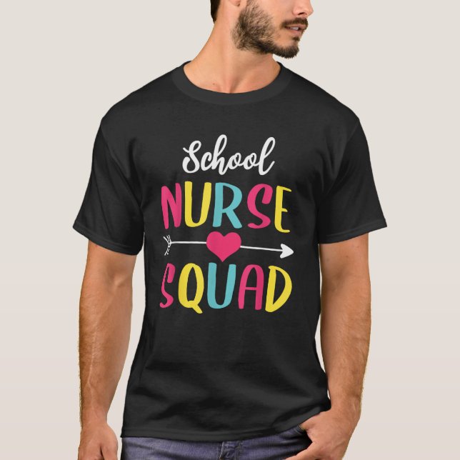 School Nurse Squad Cute Funny Nurses T Shirt (Framsida)