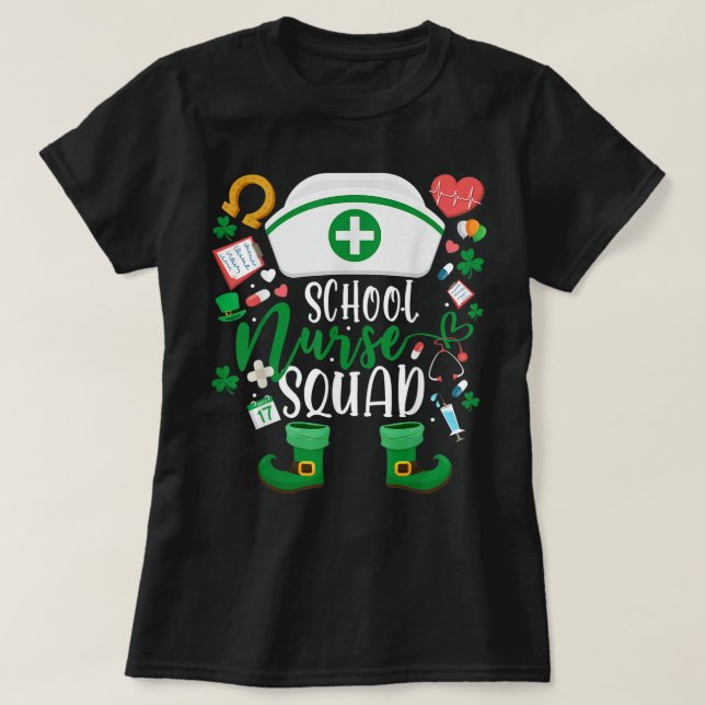 School Nurse Squad Irish Shamrock Tee Nurse St Pat (Design framsida)