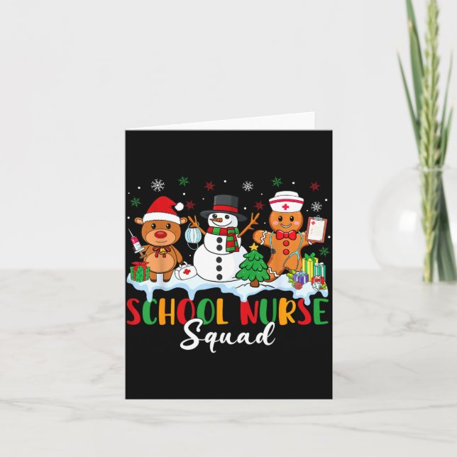 School Nurse Squad Reindeer Snowman Gingerbread Ch Kort (Framsida)
