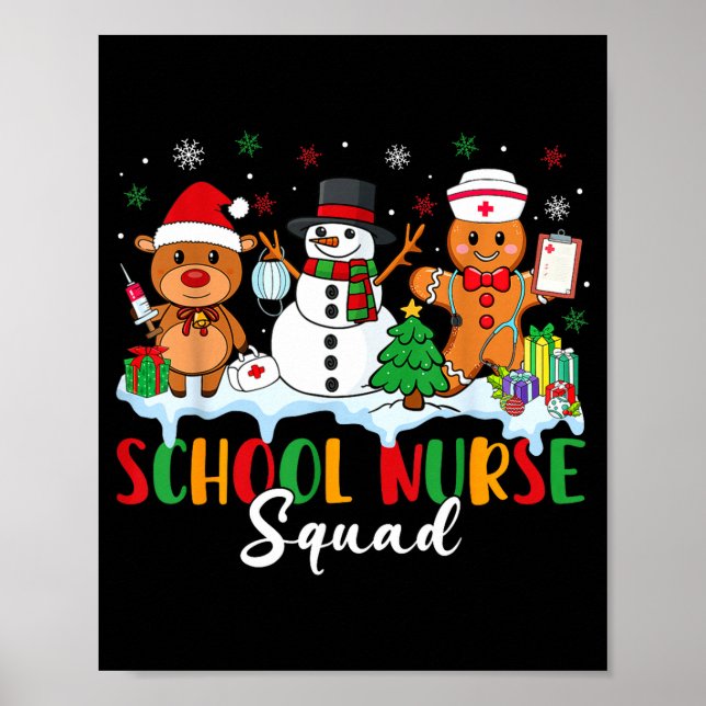 School Nurse Squad Reindeer Snowman Gingerbread Ch Poster (Framsidan)