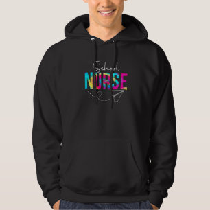 School Nurse Squad Tie Dye Uppkattningsdag Bak T Hoodie