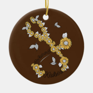 School Nurse Stethoscope Sunblommor Julgransprydnad Keramik