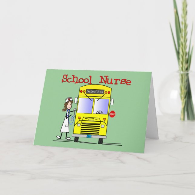 School Nurse Stick figurer Design Kort (Framsida)
