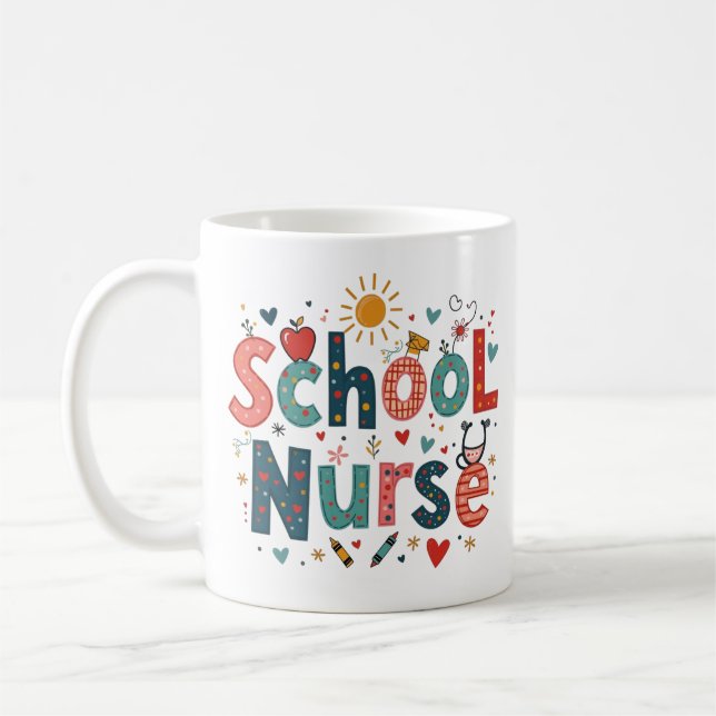 School Nurse Whimsical - Personlig Namn Kaffemugg (Vänster)