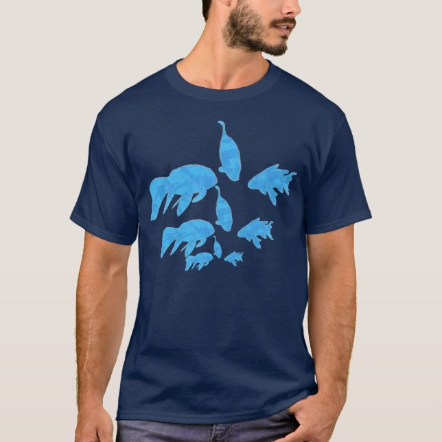 School of Abstrakt Blue Koi Fish Shirt Tröja (Framsida)