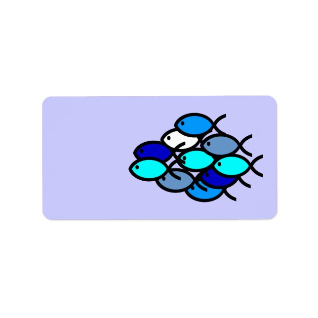 School of Christian Fish Symbols - Blue - Adressetikett (Framsidan)