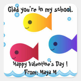 School of Fish Valentine Sticker Fyrkantigt Klistermärke