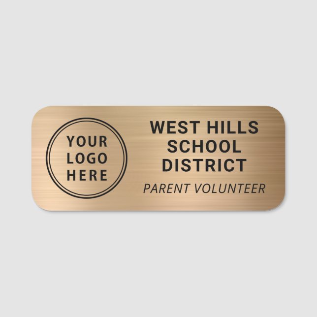 School Parent Volunteer Logo Guld Namnbricka (Framsida)