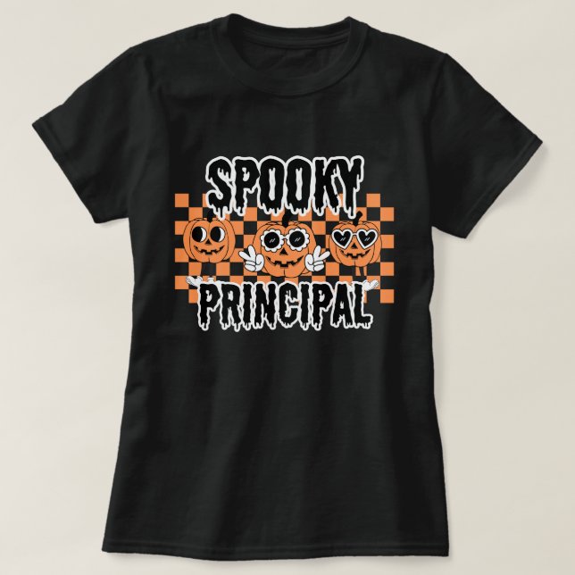School Principal Halloween Spooky Principal Custom T Shirt (Design framsida)