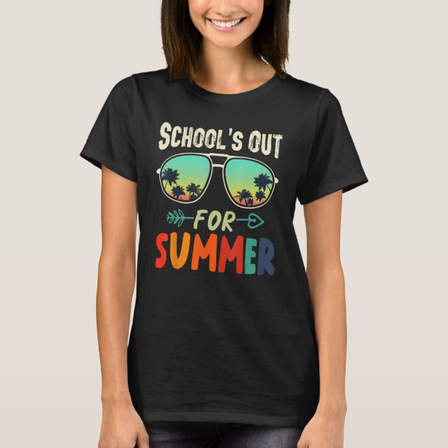 School s Out For Summer Cool Tropical Sunglasses D T Shirt (Framsida)