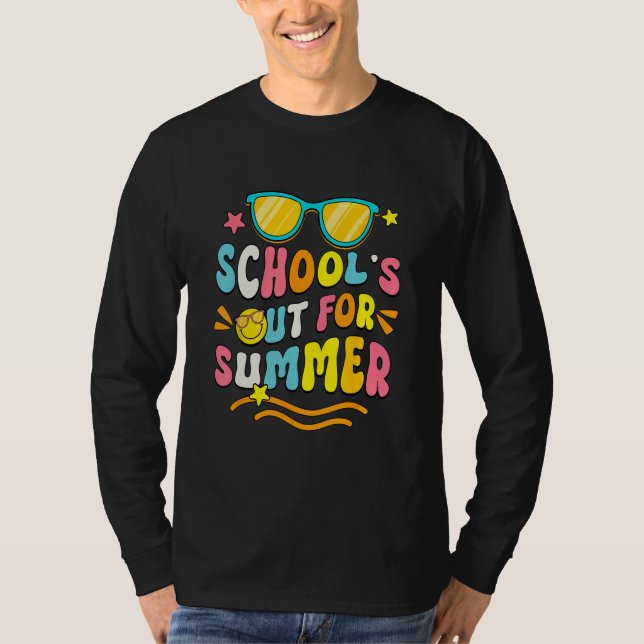 School s Out For Summer Retro Sunglasses Last Day  T Shirt (Framsida)