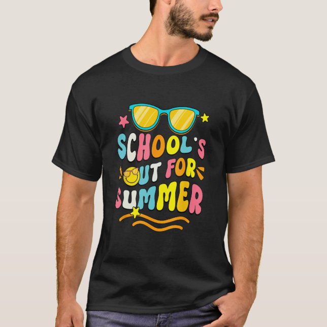 School s Out For Summer Retro Sunglasses Last Day  T Shirt (Framsida)