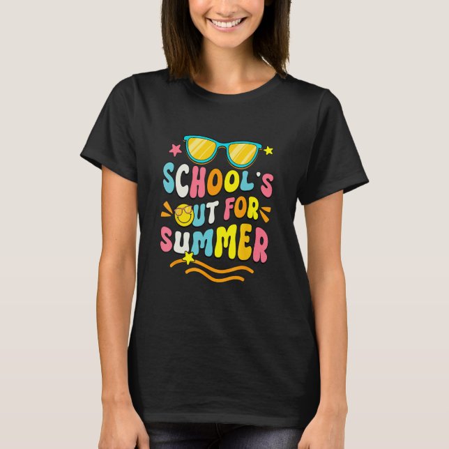 School s Out For Summer Retro Sunglasses Last Day  T Shirt (Framsida)
