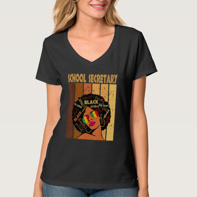 School Secretary Afro African American Black Histo T Shirt (Framsida)