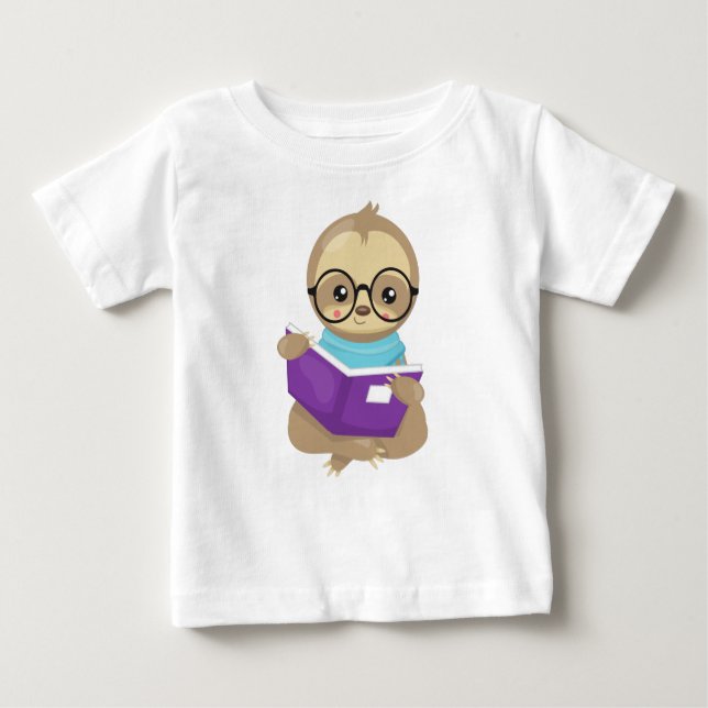 School Sloth, Cute Sloth, Baby Sloth, Eyeglasses T Shirt (Framsida)